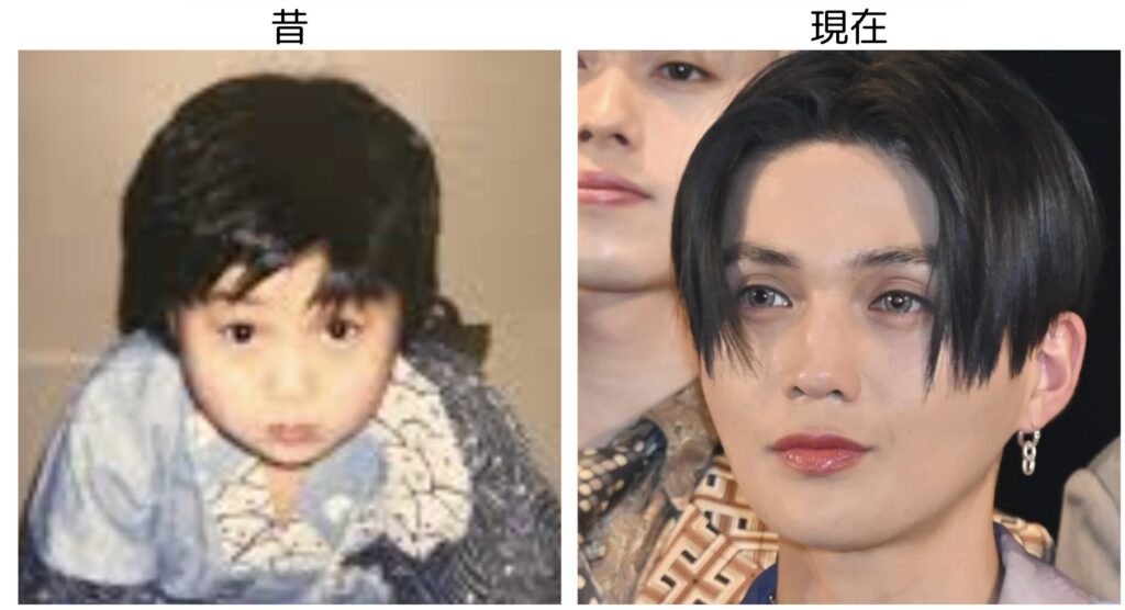 八木勇征の幼少期の真顔と現在の真顔の比較