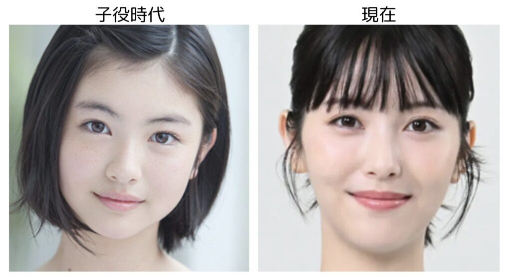 浜辺美波の子役時代と25歳の頃を比較した画像