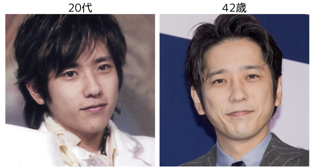 二宮和也の20代の頃と42歳現在の比較写真