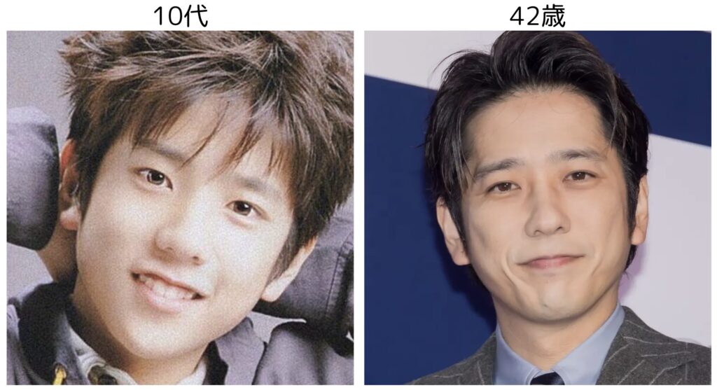 二宮和也の10代の頃と42歳現在の比較写真