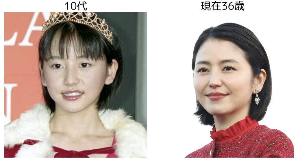 長澤まさみの10代と36歳のビジュアルの比較