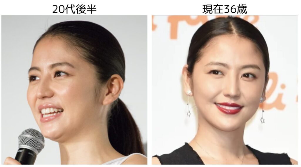 長澤まさみの20代後半と36歳のビジュアルの比較