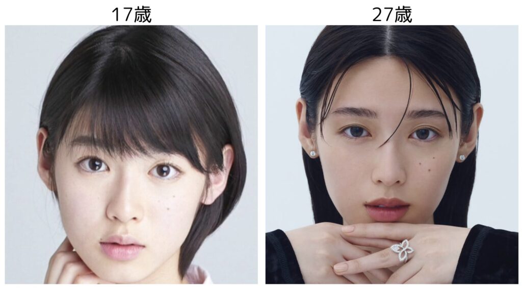 白石聖の10代の頃と現在の比較画像２