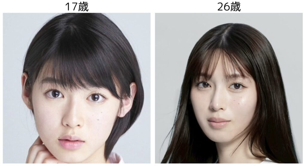 白石聖の10代の頃と現在の比較写真