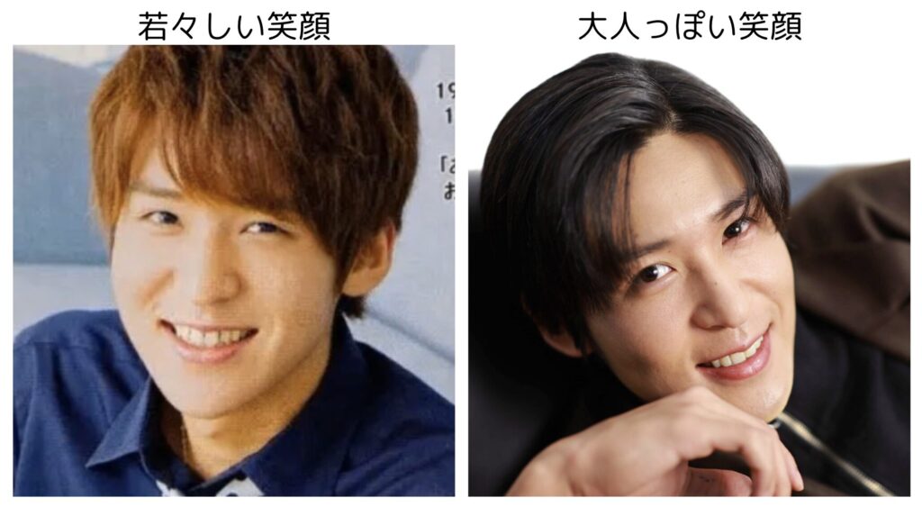 目黒蓮のデビュー当時と現在の笑った顔の比較画像