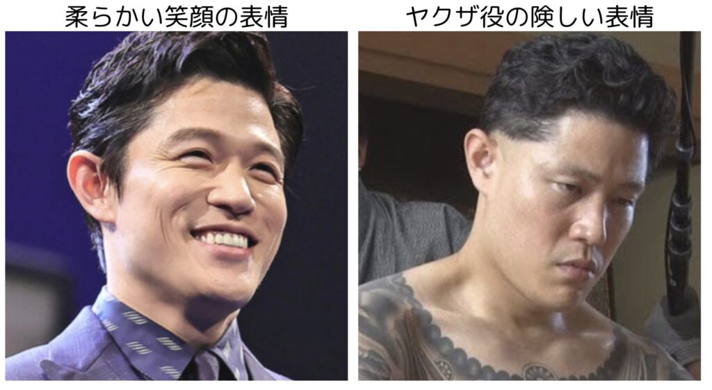 鈴木亮平の笑顔と険しい表情の比較画像
