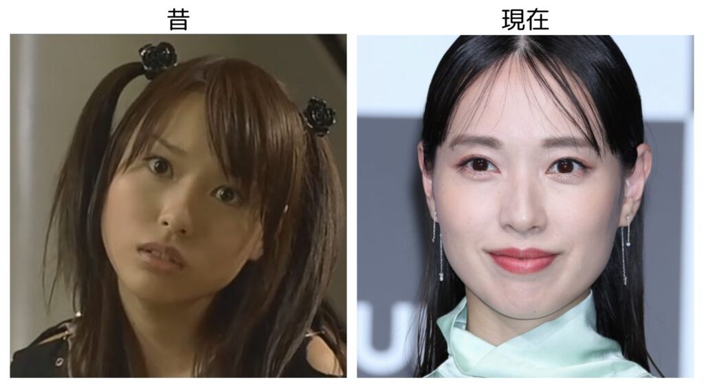 戸田恵梨香の昔の眉が細めのメイクをした画像と現在の太眉の比較画像