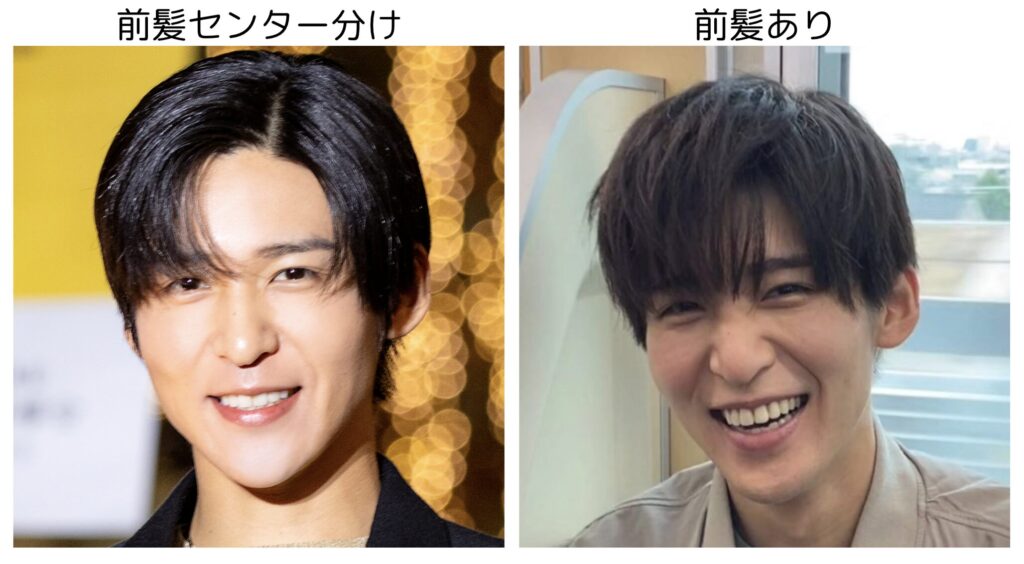 目黒蓮の髪型の違いの比較画像