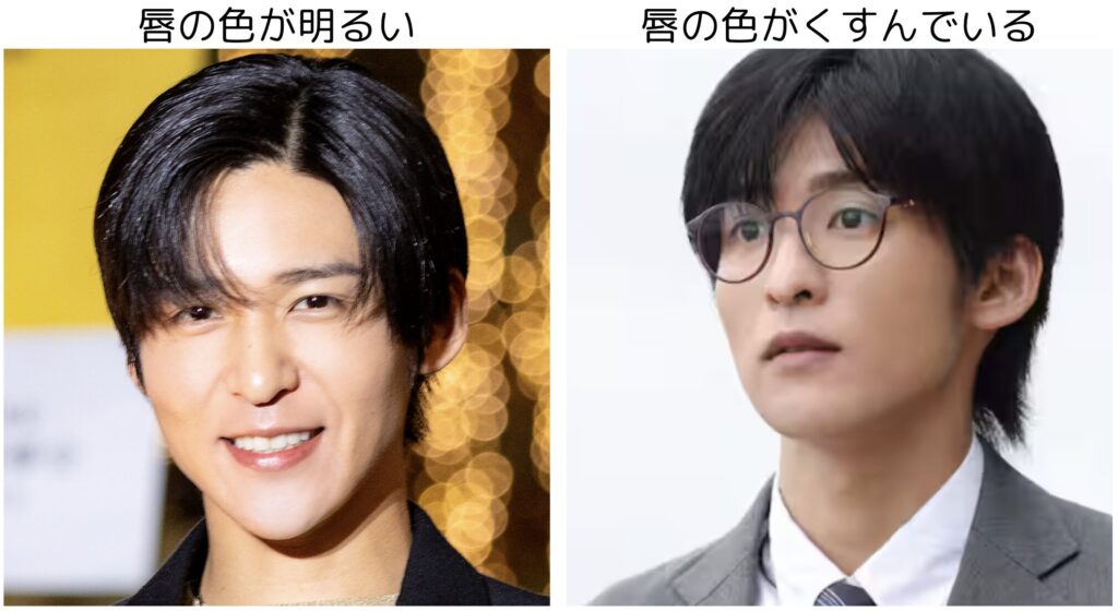 目黒蓮の唇の色の比較画像１