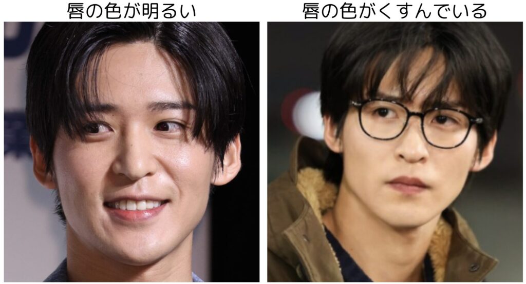 目黒蓮の唇の色の比較画像２