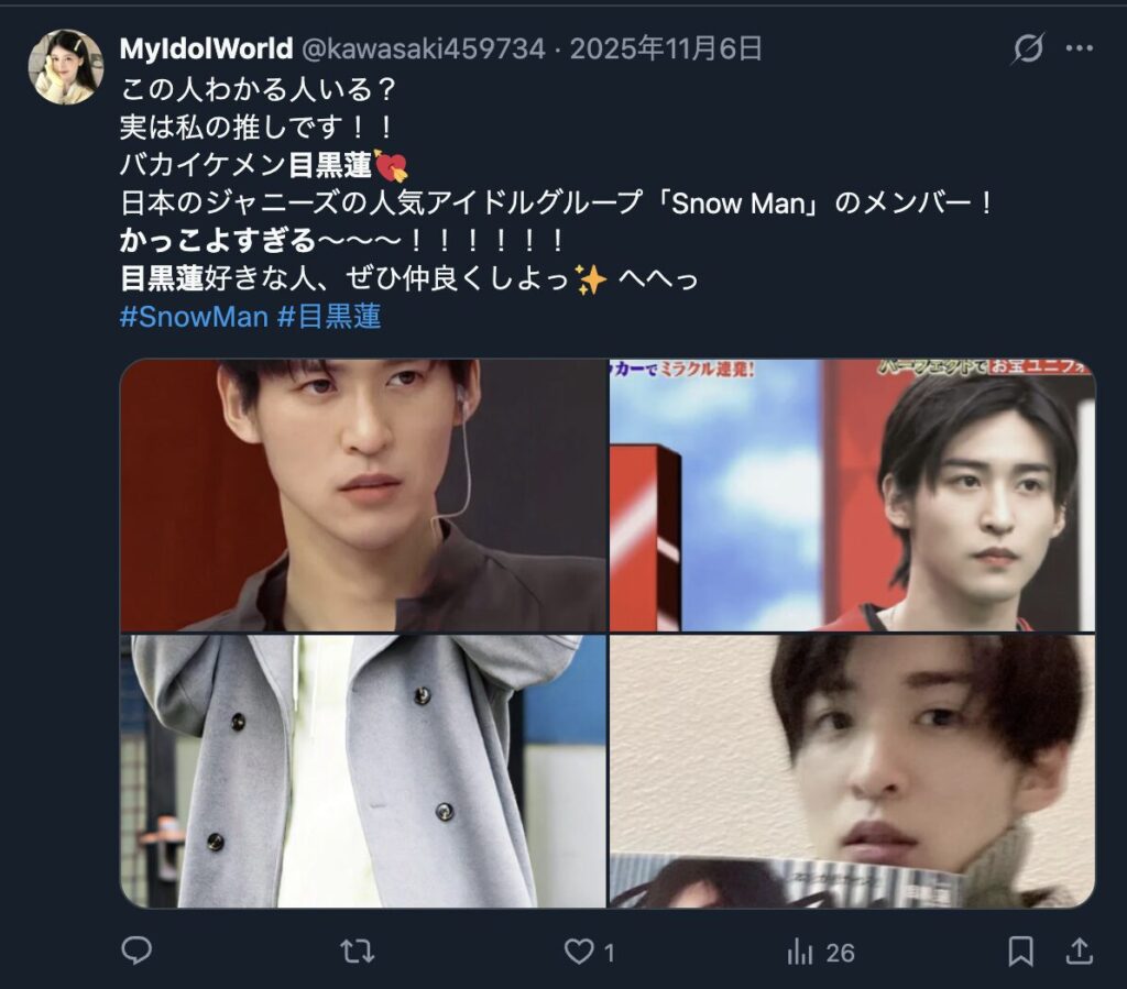 目黒蓮のビジュアルのかっこ良さを称賛する声２