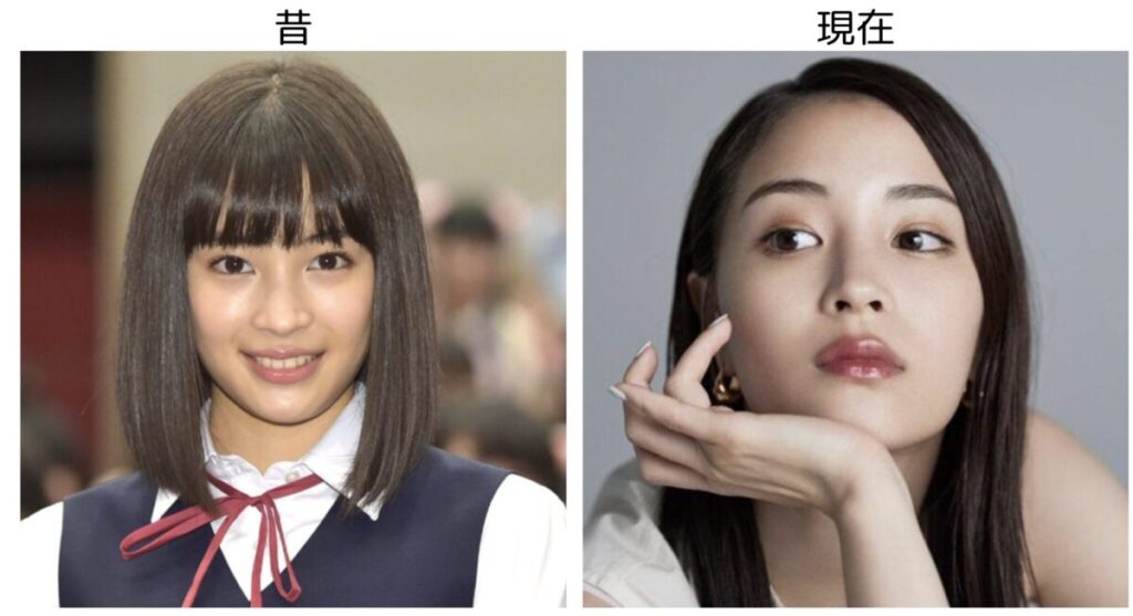 広瀬すずの10代可愛らしい表情との頃と20代のクールな表情の比較画像