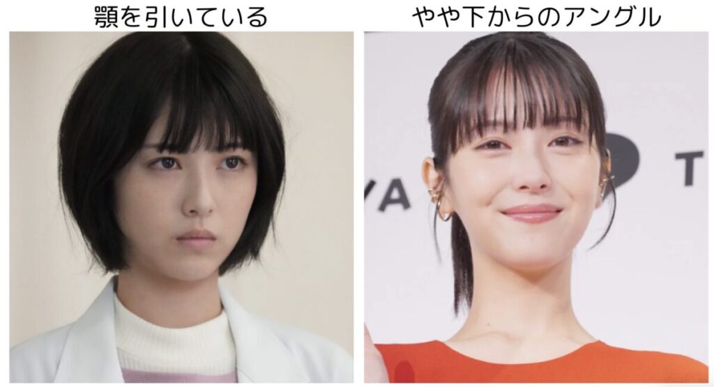 浜辺美波のアングルによって見え方の違いがわかる比較画像