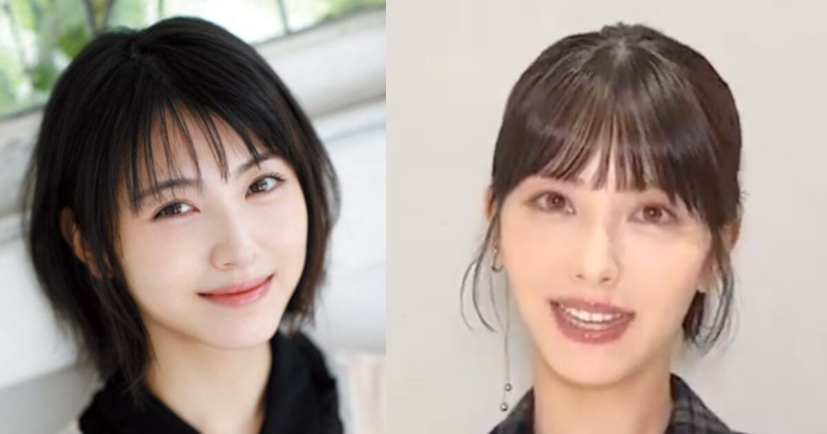 浜辺美波の昔と現在の顔を比較した画像。左はナチュラルで柔らかい印象、右は大人っぽく洗練された雰囲気が際立つカット。