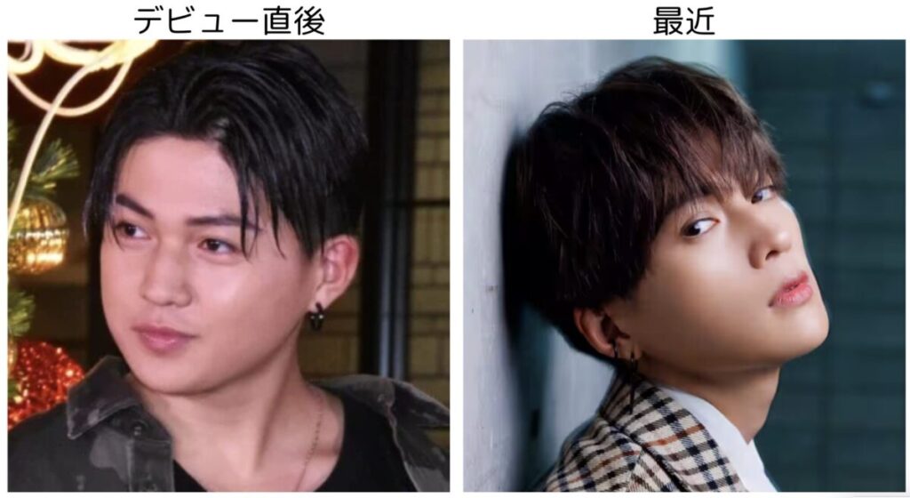 八木勇征のデビュー直後と最近の顔つきの違いを比較した画像２
