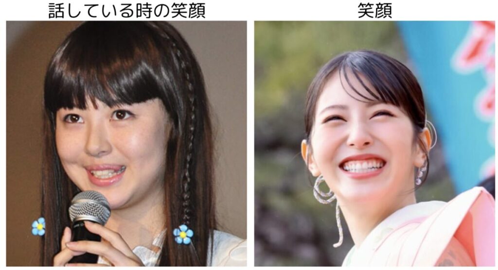 浜辺美波の話している最中の笑顔と笑顔