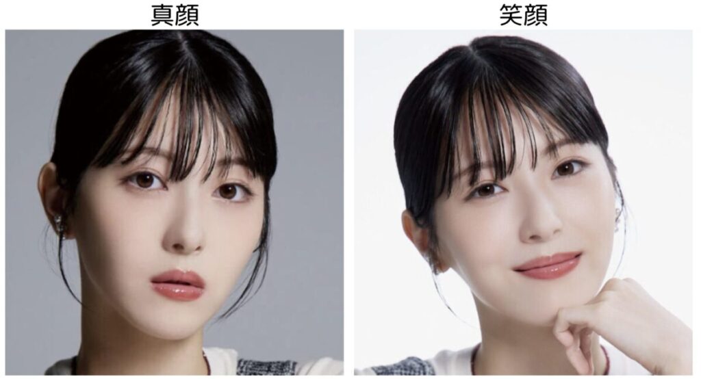 浜辺美波の真顔と笑顔の比較画像