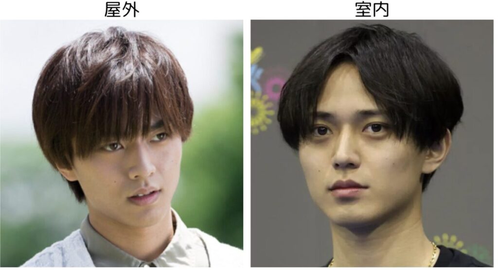 永瀬廉の屋外と屋内の画像比較