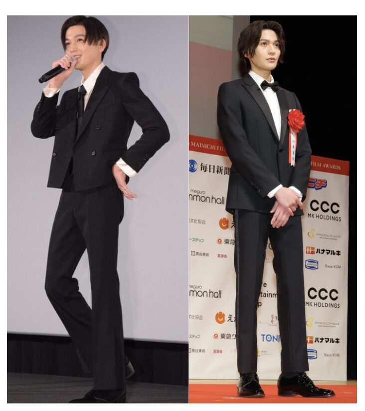 八木勇征のスーツ姿の全身写真