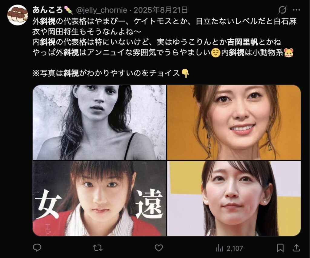 斜視に関するXのコメント