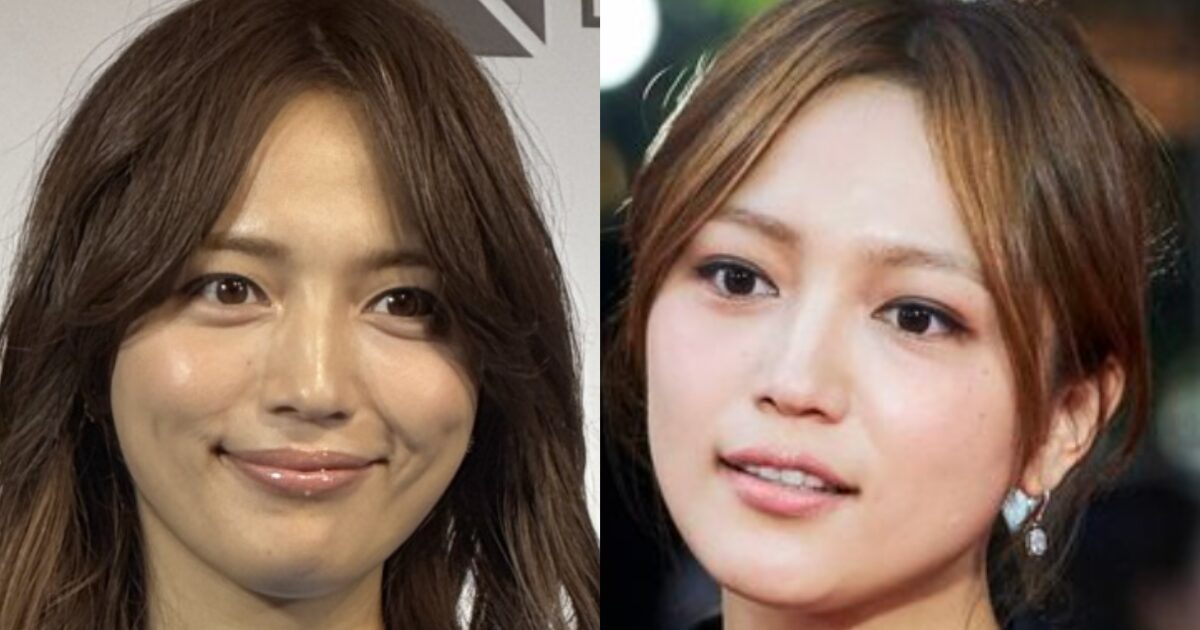 川口春奈と共演者が並んだ画像を比較し、顔や頭の大きさの印象の違いを検証したビジュアル